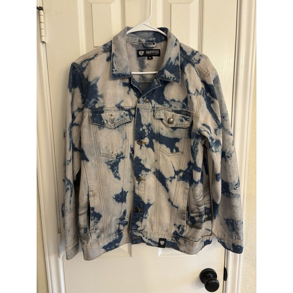 Encrypted Supply Co Tie Dye Denim Jacket Blue White Trucker Men’s M